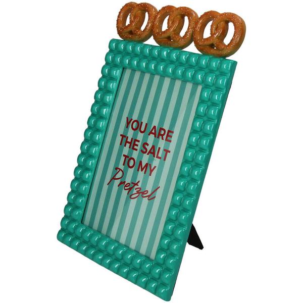 Bilderrahmen Brezel Polyresin Türkis 13x18cm