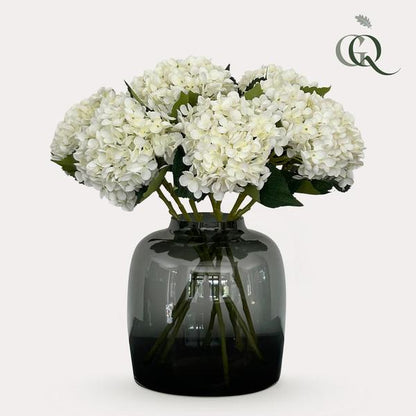 Kunstblumen Solo - Weiß - Hortensienblüte - x 8 - 52 cm