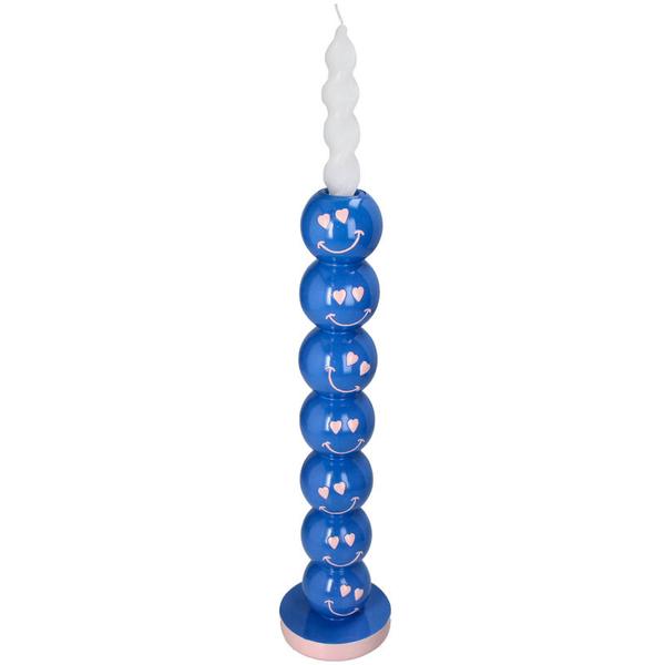 Kerzenständer Smiley Blaue Kugeln 9x9x36cm - Kerzenständer