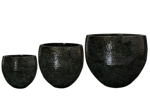 Set of 3 pots - Thom Black metal - Width