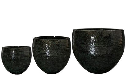 Set of 3 pots - Thom Black metal - Width