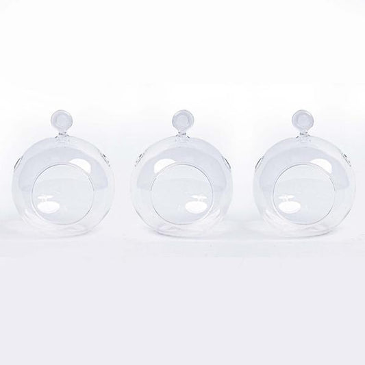 Kerstbal glas - Set van 3 - Transparant met haakje - D10.5 H8 cm - Kerstmis