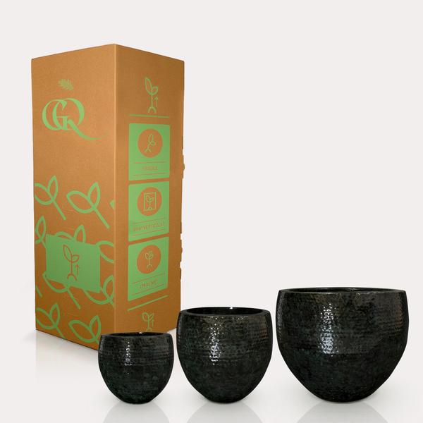 Set of 3 pots - Thom Black metal - Width