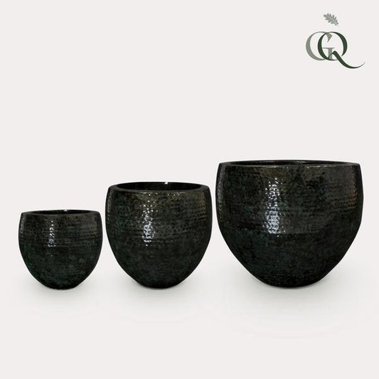 Set of 3 pots - Thom Black metal - Width