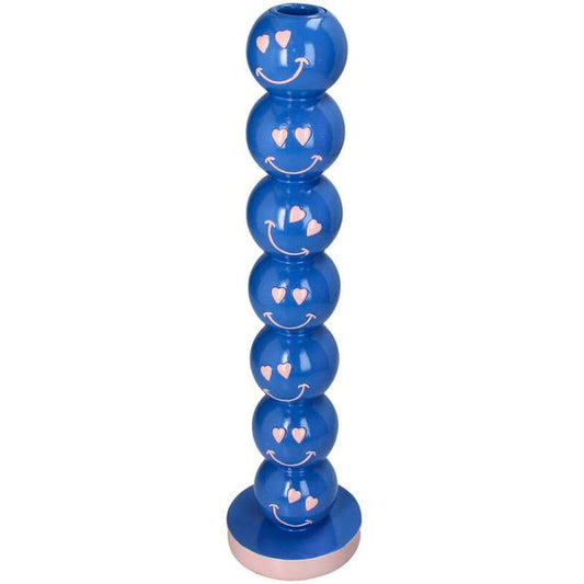 Kerzenständer Smiley Blaue Kugeln 9x9x36cm - Kerzenständer