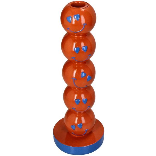 Kerzenständer Smiley Polyresin Orange 9x9x26,5cm