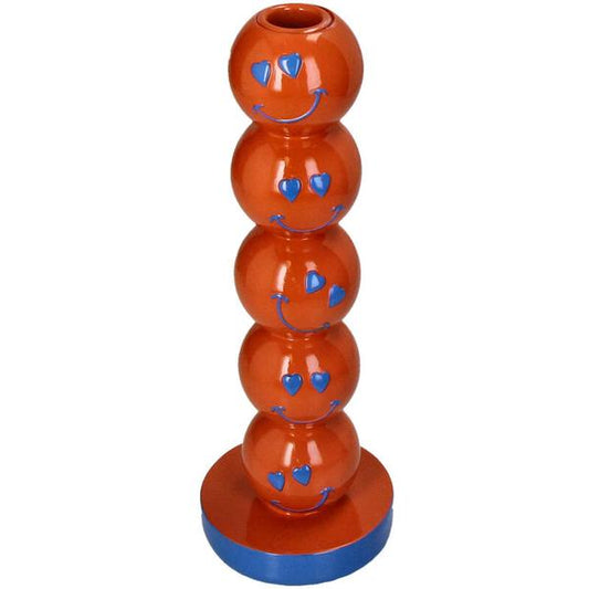 Kerzenständer Smiley Polyresin Orange 9x9x26,5cm